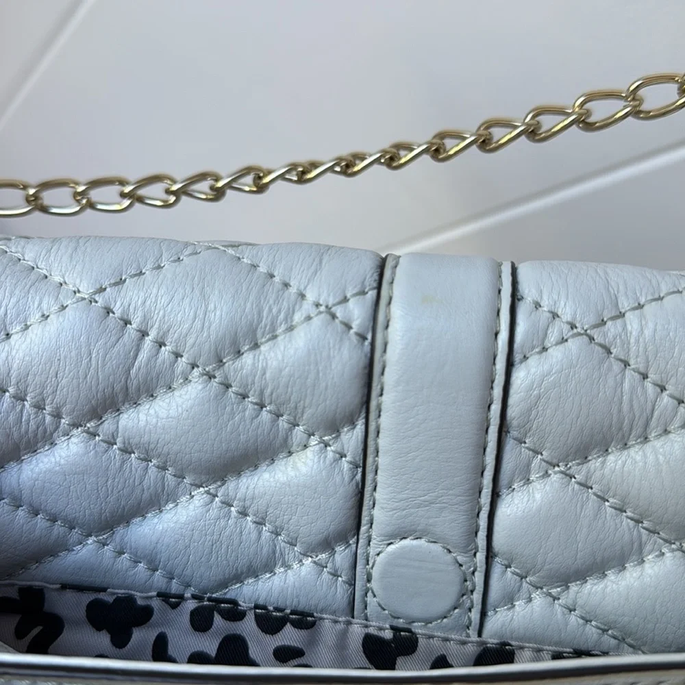 HOLD Rebecca Minkoff Love Quilted Crossbody Shoulder Bag Gray Beige Cream Taupe - Picture 10 of 11